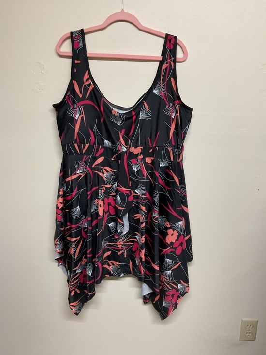 Other - Black Floral Handkerchief Hem Tank Swim Dress